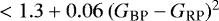 $<1.3+0.06\ (G_{\textrm{BP}}-G_{\textrm{RP}})^2$