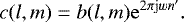 Mathematical equation: \begin{equation*} c(l,m) = b(l,m) {\rm{e}}^{2\pi \mathrm{j} w n'}. \end{equation*}
