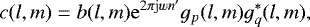 Mathematical equation: \begin{equation*} c(l,m) = b(l,m) {\rm{e}}^{2\pi \mathrm{j} w n'} g_p(l,m) g_q^{*}(l,m), \end{equation*}