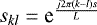 Mathematical equation: $s_{kl} = \textrm{e}^{\frac{j2\pi (k-l) s}{L}}$