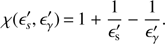 Mathematical equation: $ \chi (\epsilon _{s}^{\prime },\epsilon _{\gamma }^{\prime })=1+\frac{1}{\epsilon _{s}^{\prime }}-\frac{1}{\epsilon _{\gamma }^{\prime }}. $