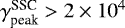 Mathematical equation: $\gamma^{\textrm{SSC}}_{\textrm{peak}} > 2 \times 10^{4}$