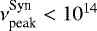 Mathematical equation: $\nu^{\textrm{Syn}}_{\textrm{peak}} <10^{14}$