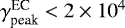 Mathematical equation: $\gamma^{\textrm{EC}}_{\textrm{peak}}< 2 \times 10 ^4$