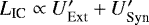 Mathematical equation: $L_{\textrm{IC}} \propto U'_{\textrm{Ext}} + U'_{\textrm{Syn}}$