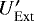 Mathematical equation: $U'_{\textrm{Ext}}$