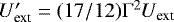 Mathematical equation: $U'_{\textrm{ext}}= (17/12) \mathrm{\Gamma}^2 U_{\textrm{ext}}$