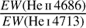 Mathematical equation: $ \frac{EW{(\text{He II 4686})}}{EW{(\text{He I 4713})}} $