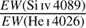 Mathematical equation: $ \frac{EW{(\text{Si IV 4089})}}{EW{(\text{He I 4026})}} $