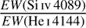Mathematical equation: $ \frac{EW{(\text{Si IV 4089})}}{EW{(\text{He I 4144})}} $