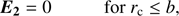 $$ \begin{array}{cc}{\boldsymbol E}_2=0&\text{for}\;r_\mathrm c\leq b,\end{array} $$