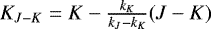 Mathematical equation: $K_{J-K} = K - \frac{k_K}{k_J-k_K} (J-K)$