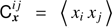 Mathematical equation: $ \mathrm C_x^{ij}={\langle x_ix_j\rangle} $