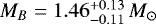 Mathematical equation: $M_B=1.46^{+0.13}_{-0.11}\,M_{\odot}$