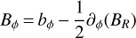 Mathematical equation: $ \begin{aligned} B_\phi \,{=}\,b_\phi \,{-}\,\frac{1}{2}\partial _\phi (B_R) \end{aligned} $