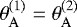 Mathematical equation: $\theta_{\rm{{A}}}^{(1)} = \theta_{\rm{{A}}}^{(2)}$