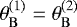 Mathematical equation: $\theta_{\rm{{B}}}^{(1)} = \theta_{\rm{{B}}}^{(2)}$