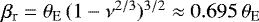 Mathematical equation: ${\beta}_{\textrm{r}} = \theta_{\rm{{E}}}\,(1 - \nu^{2/3})^{3/2} \approx 0.695\,\theta_{\rm{{E}}}$