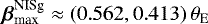 Mathematical equation: ${\boldsymbol{\beta}}_{\textrm{max}}^{\textrm{NISg}} \approx (0.562, 0.413)\,\theta_{\rm{{E}}}$