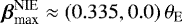 Mathematical equation: ${\boldsymbol{\beta}}_{\textrm{max}}^{\textrm{NIE}} \approx (0.335, 0.0)\,\theta_{\rm{{E}}}$