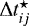 Mathematical equation: $\mathrm{\Delta} t_{ij}^{\star}$