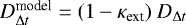 Mathematical equation: $D_{\mathrm{\Delta} t}^{\text{model}} = (1 - {\kappa}_{\textrm{ext}})\ D_{\mathrm{\Delta} t}$