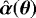 Mathematical equation: $\hat{\boldsymbol{\alpha}}(\boldsymbol{\theta})$