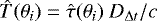 Mathematical equation: $\hat{T}(\theta_i) = \hat{\tau}(\theta_i)\ D_{\mathrm{\Delta} t}/c$