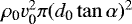 Mathematical equation: $\rho_{\textrm{0}}{v_{\textrm{0}}^2}\pi(d_{\textrm{0}}\tan\alpha)^2$