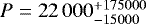 Mathematical equation: $P = 22\,000^{+175000}_{-15000}$