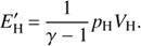 Mathematical equation: $$E_H^\prime = \frac{1}{{\gamma - 1}}{p_H}{V_H}.$$