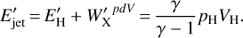 Mathematical equation: $$\begin{equation}E_{\rm jet}' \,{=}\, E_{\rm H}' + {W'_{\rm X}}^{pdV} \,{=}\,\frac{\gamma}{\gamma-1} p_{\rm H} V_{\rm H}.\end{equation}$$