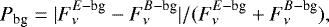 Mathematical equation: \[ P_{\textrm{bg}} =|F^{E-\textrm{bg}}_{\nu} - F^{B-\textrm{bg}}_{\nu} | / (F^{E-\textrm{bg}}_{\nu} + F^{B-\textrm{bg}}_{\nu}), \]