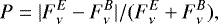 Mathematical equation: \[P=| F^{E}_{\nu}-F^{B}_{\nu} | / ( F^{E}_{\nu}+F^{B}_{\nu} ),\]