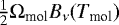 Mathematical equation: $\frac{1}{2}\mathrm{\Omega}_{\textrm{mol}}B_{\nu}(T_{\textrm{mol}})$