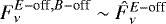 Mathematical equation: $F_{\nu}^{E-\textrm{off}, B-\textrm{off}} \sim \hat{F}_{\nu}^{E-\textrm{off}}$