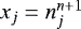 Mathematical equation: $x_j=n_j^{n+1}$