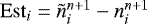 Mathematical equation: $\mathrm{Est}_i = \tilde{n}_i^{n+1} - n_i^{n+1}$