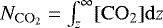 Mathematical equation: $N_{\mathrm{CO}_2} = \int_z^{\infty} [\mathrm{CO}_2] {\rm{d}}z$