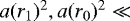 Mathematical equation: $a(r_1)^2,a(r_0)^2\ll$