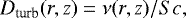 Mathematical equation: \begin{equation*} D_{\textrm{turb}}(r,z) = \nu(r,z)/Sc, \vspace*{-2pt}\end{equation*}