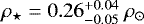 Mathematical equation: $\rho_{\star}=0.26^{+0.04}_{-0.05}~\rho_{\odot}$