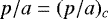 Mathematical equation: $p/a=(p/a)_c$