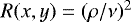 Mathematical equation: $R(x,y)=(\rho/\nu)^2$