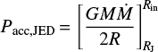 Mathematical equation: $ \displaystyle P_{\rm {acc, JED}} \,{=}\, \left [ \frac{G M \dot{M}}{2 R} \right ]^{R_{\rm {in}}}_{R_{\rm {J}}} $