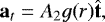 Mathematical equation: \begin{equation*}\mathbf{a}_t = A_2g(r)\hat{\mathbf{t}}, \end{equation*}