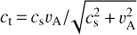Mathematical equation: $ c_\mathrm t=c_\mathrm s\upsilon_\mathrm A/\sqrt{c_\mathrm s^2+\upsilon_\mathrm A^2} $