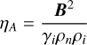 Mathematical equation: $ \begin{aligned} \eta_A=\dfrac{{\boldsymbol{B}}^2}{\gamma_i \rho_n \rho_i} \end{aligned} $