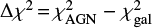 Mathematical equation: $ \Delta\chi^2\,{=}\,\chi^2_{\rm AGN} - \chi^2_{\rm gal} $