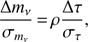 Mathematical equation: $ \begin{aligned} \frac{\Delta {m}_\nu }{\sigma _{m_\nu }} \,{=}\, \rho \frac{\Delta {\tau }}{\sigma _\tau }, \end{aligned} $